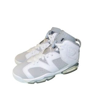 Jordan 6 Retro Cool Grey Kids Basketball Shoes White Grey 384665-100 Size 4Y